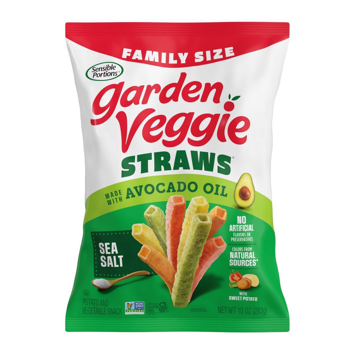 Sensible Portions Garden Veggie Straws Sabor Sal de Mar con Aceite de Aguacate - Tamaño Familiar 10 oz - Imagen 2