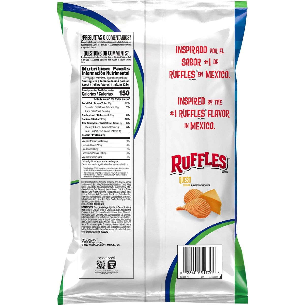 Ruffles Papas Fritas Sabor Queso - 8 oz - Imagen 3