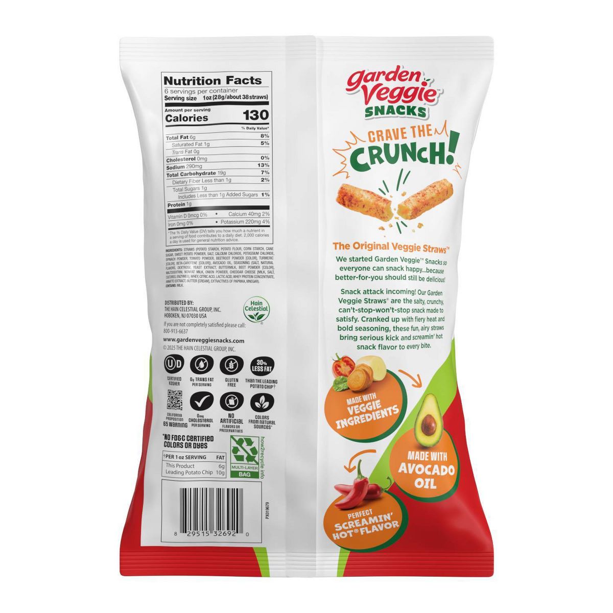 Garden Veggie Straws Sensible Portions Sabor Picante Fuerte con Aceite de Aguacate - 6 oz - Imagen 3