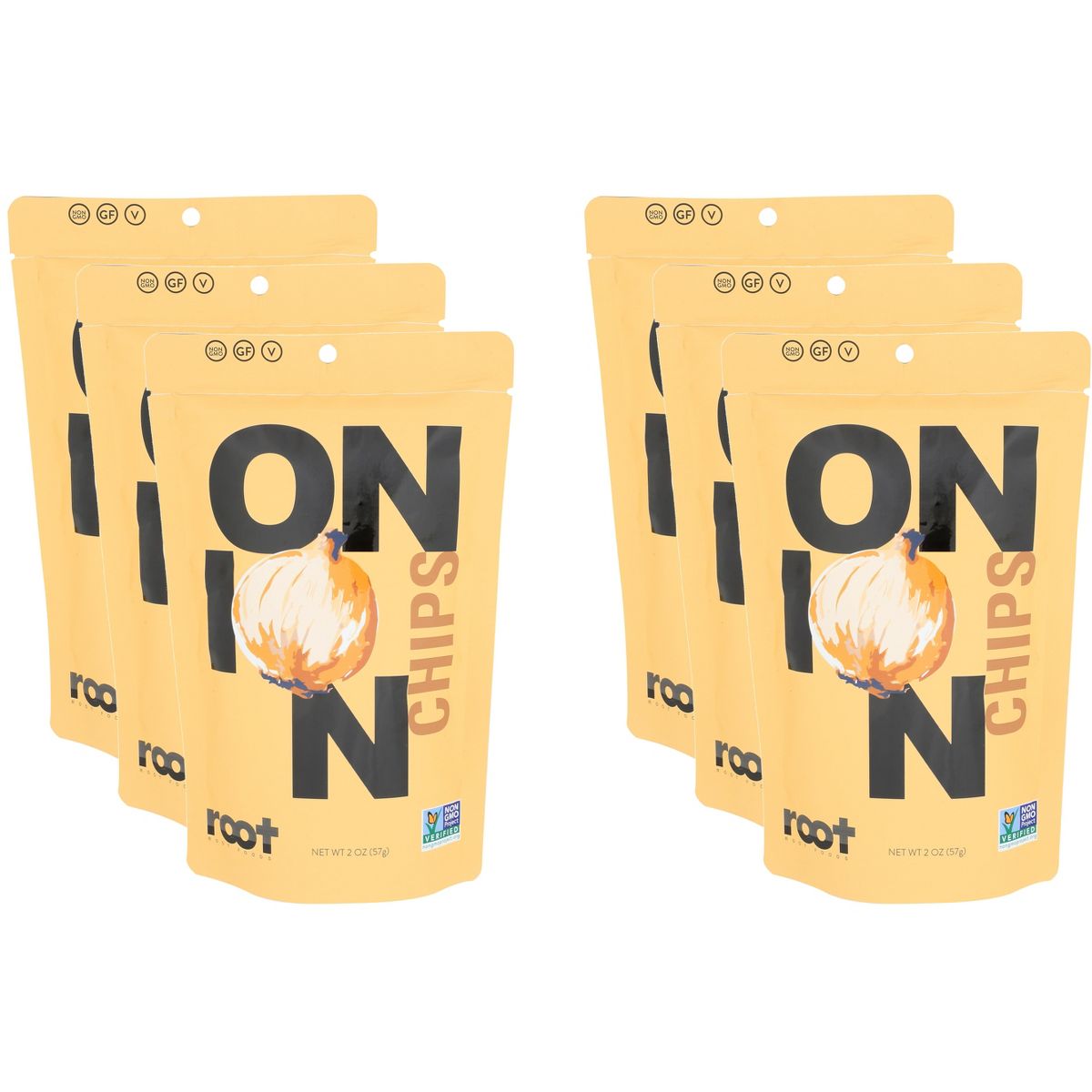 Root Foods Onion Chips - Caja de 6 - 2 oz - Imagen 2