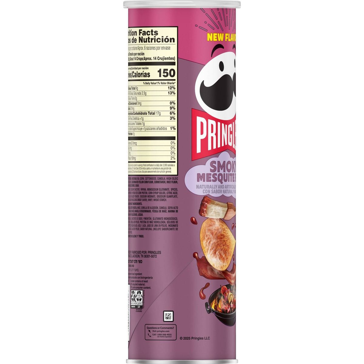 Pringles Super Stack Papas Fritas Sabor BBQ Mesquite Ahumado - 5.5 oz - Imagen 5