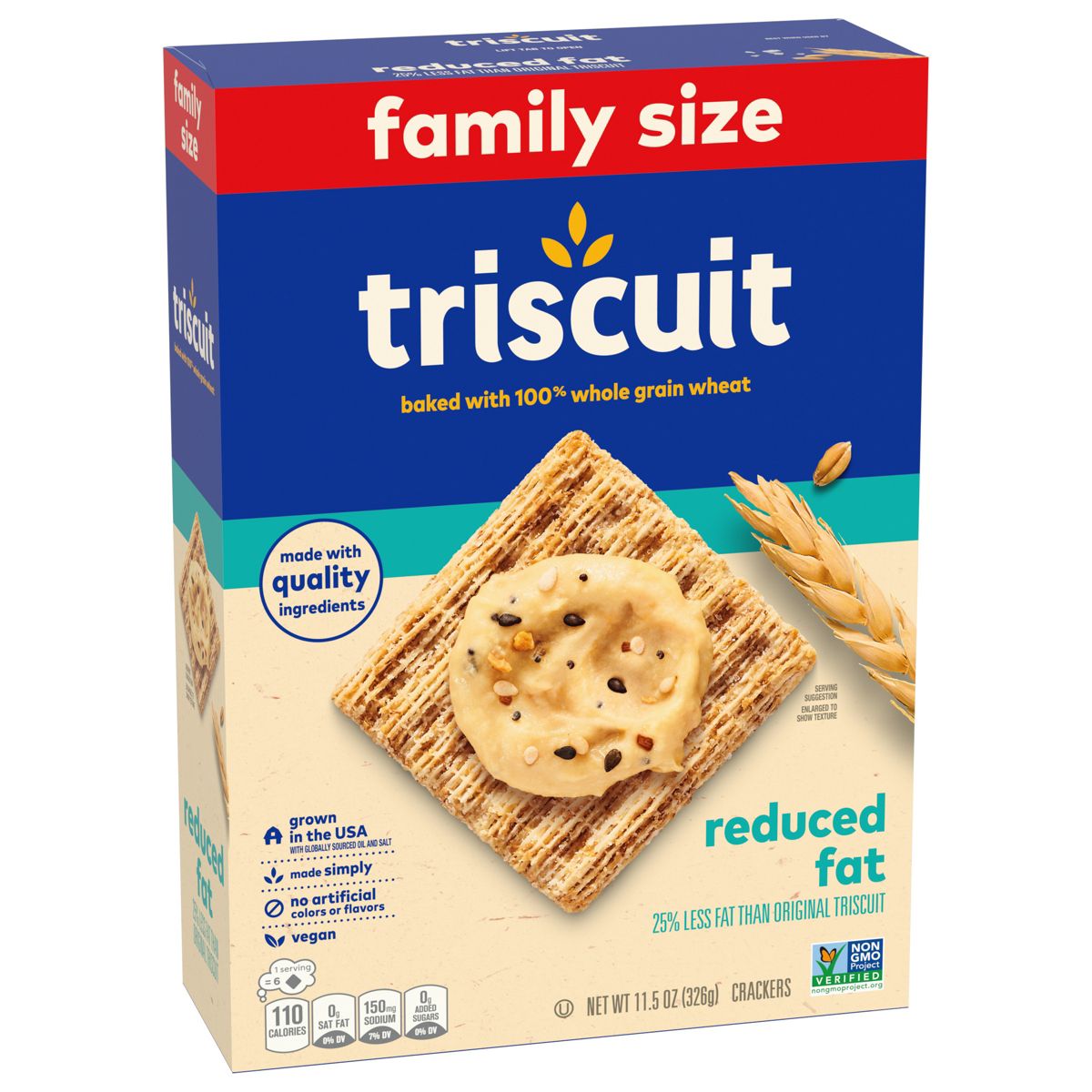 Triscuit Reducido en Grasa Galletas Integrales de Trigo para Lunch Vegano Tamaño Familiar - 11.5 oz - Imagen 7