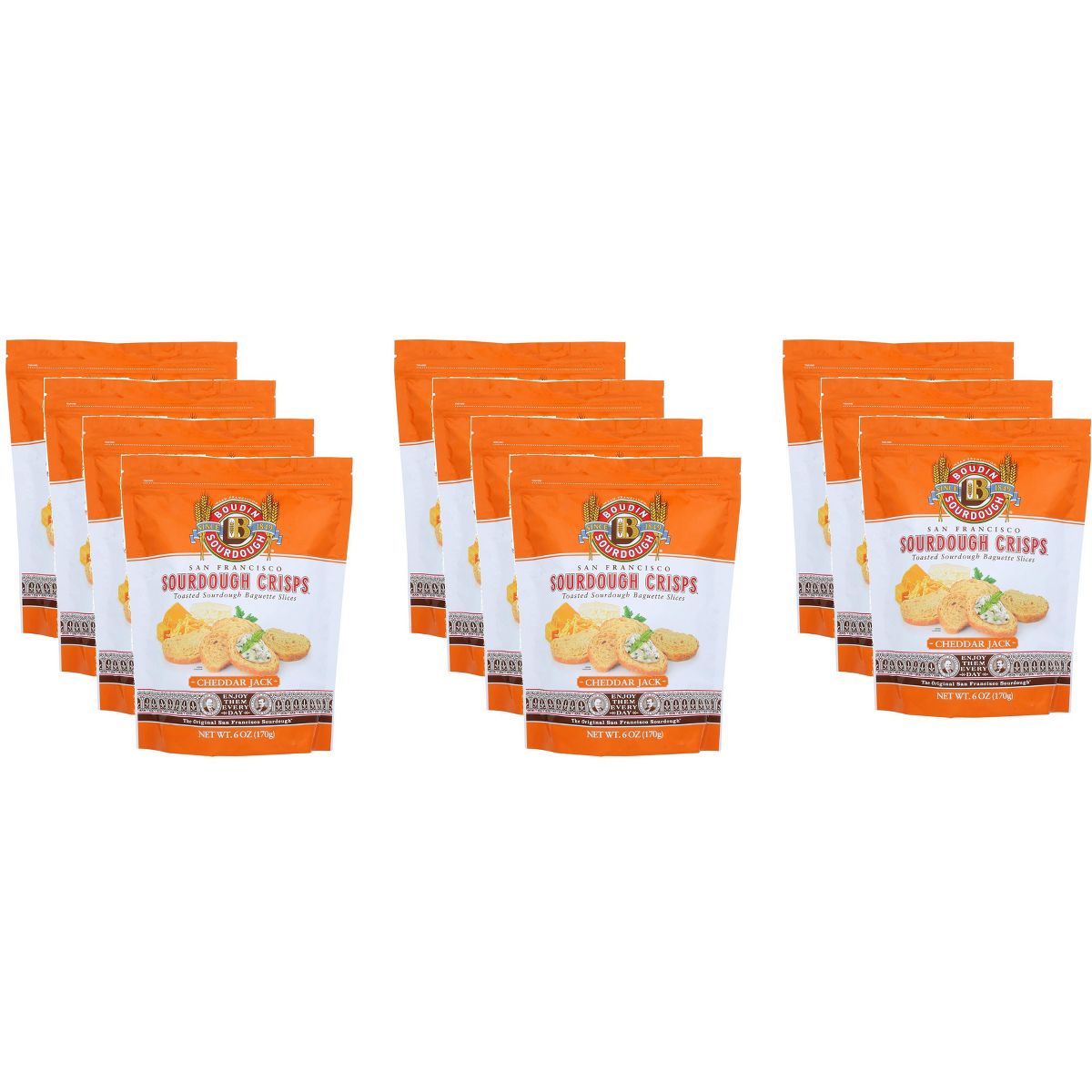 Boudin Sourdough Crisps Sabor Quesos Cheddar y Jack - Caja con 11 paquetes - 6 oz cada uno - Imagen 2