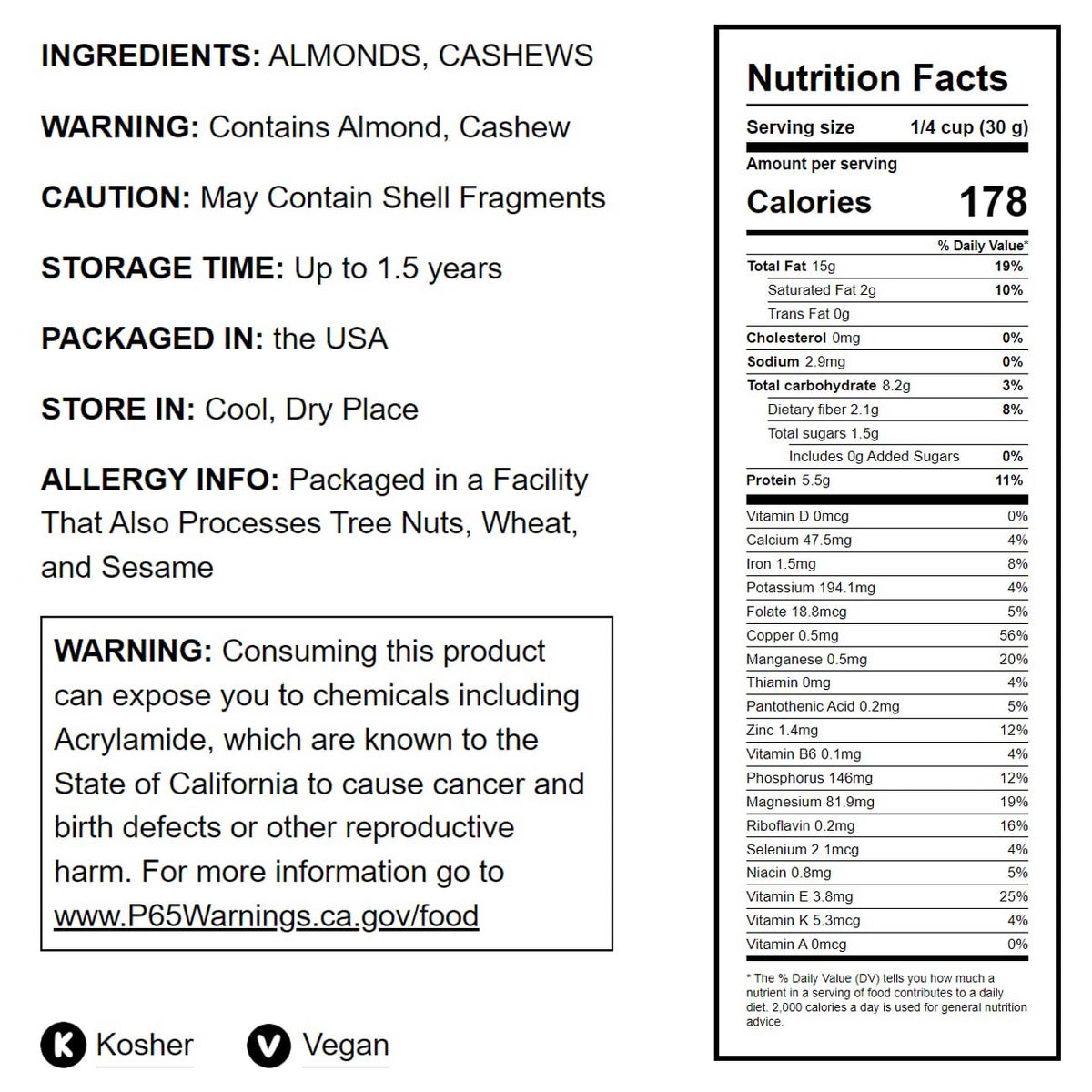 Mezcla de Almendras y Nueces de la India Tostadas en Seco - por Food To Live - Imagen 3