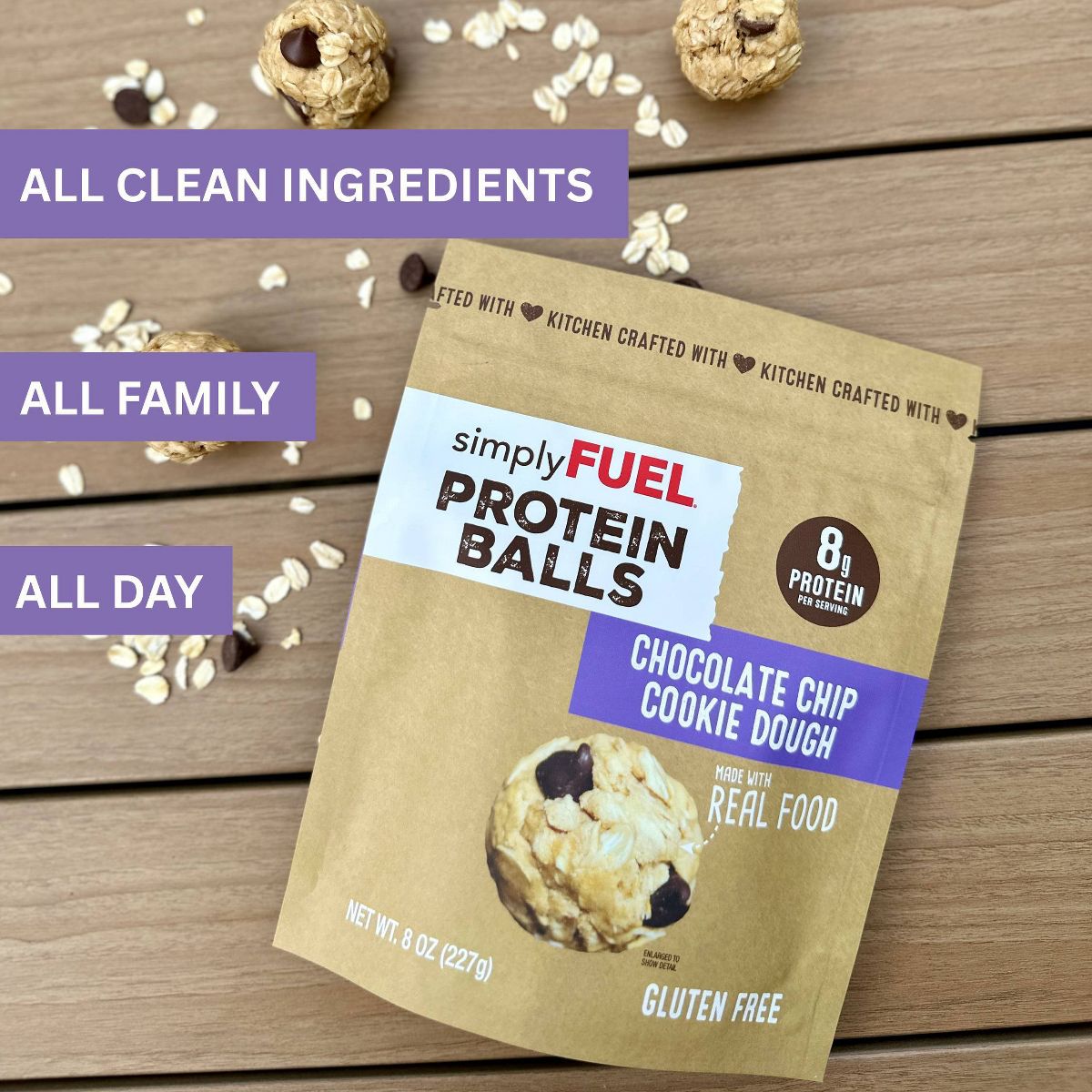 Bolitas de Proteína de Suero simplyFUEL con Chispas de Chocolate y Masa de Galleta - 8g de Proteína - 8 oz / 10 piezas - Imagen 6