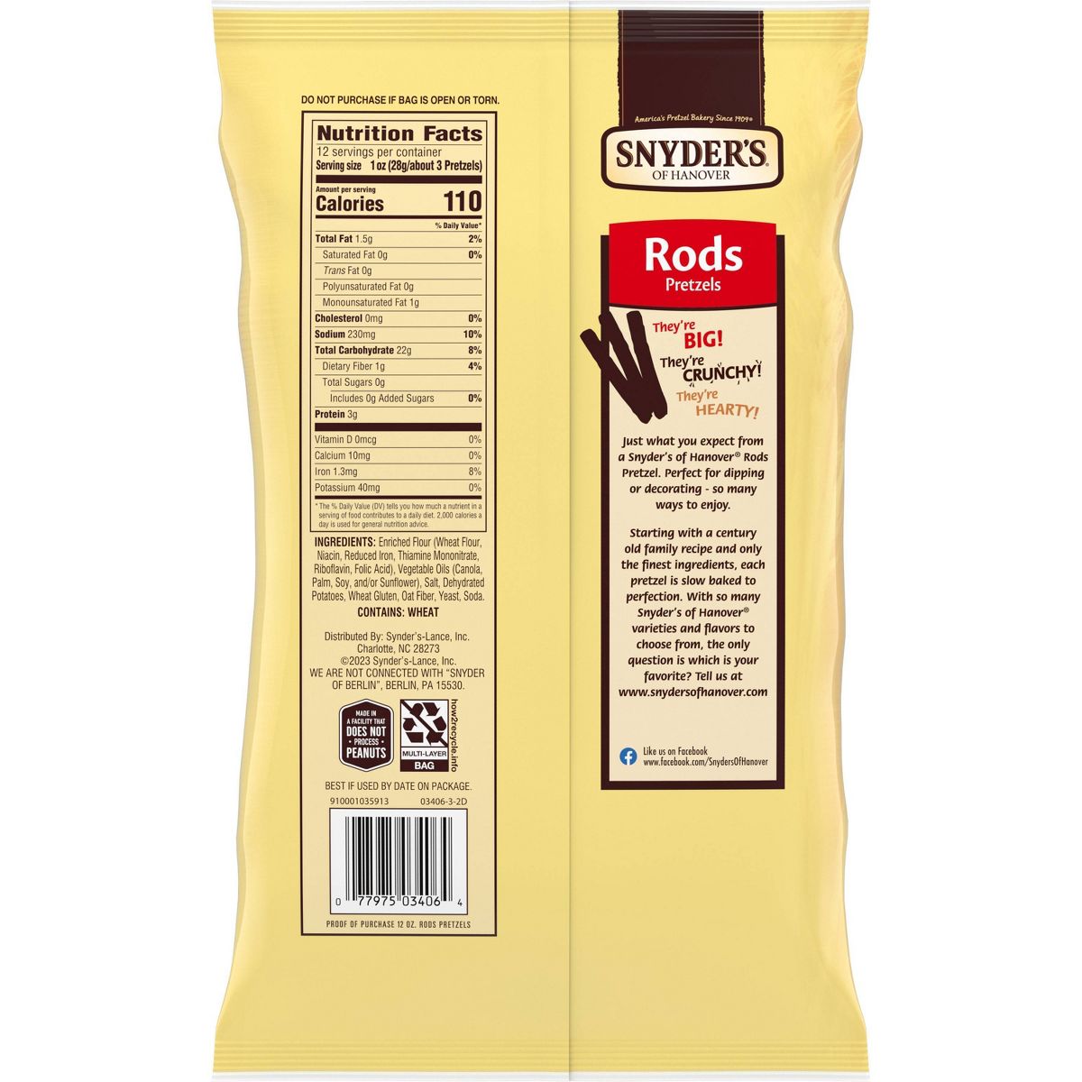 Snyder's of Hanover Pretzel Rods - 12 oz - Imagen 3