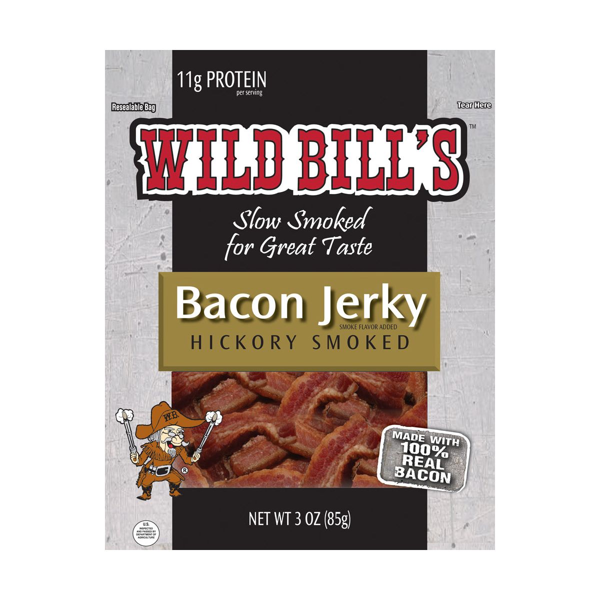 Wild Bill's Especialidad de Muestra de 3 Piezas (chicharrón de cerdo, tiras de bistec y cecina de tocino) - Imagen 3