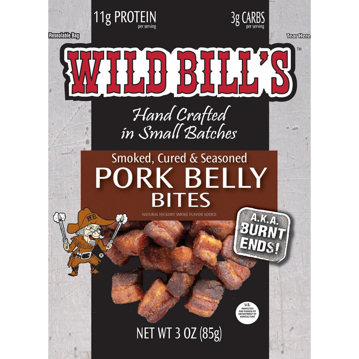 Wild Bill's Especialidad de Muestra de 3 Piezas (chicharrón de cerdo, tiras de bistec y cecina de tocino) - Imagen 4