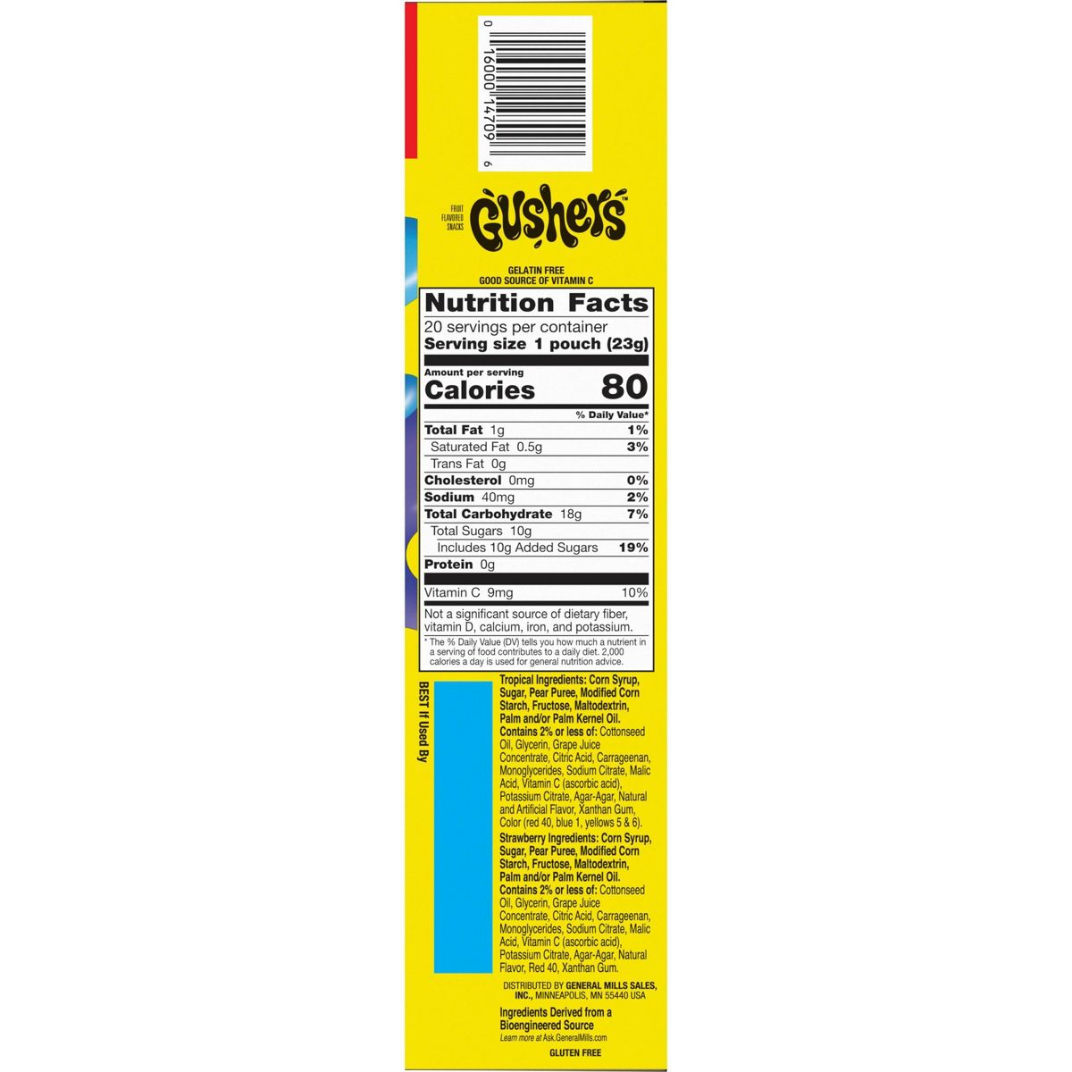 Fruit Gushers Paquete de 2/16 oz/20 piezas cada uno Botanas de Fruta Fresa/Tropical - Imagen 4