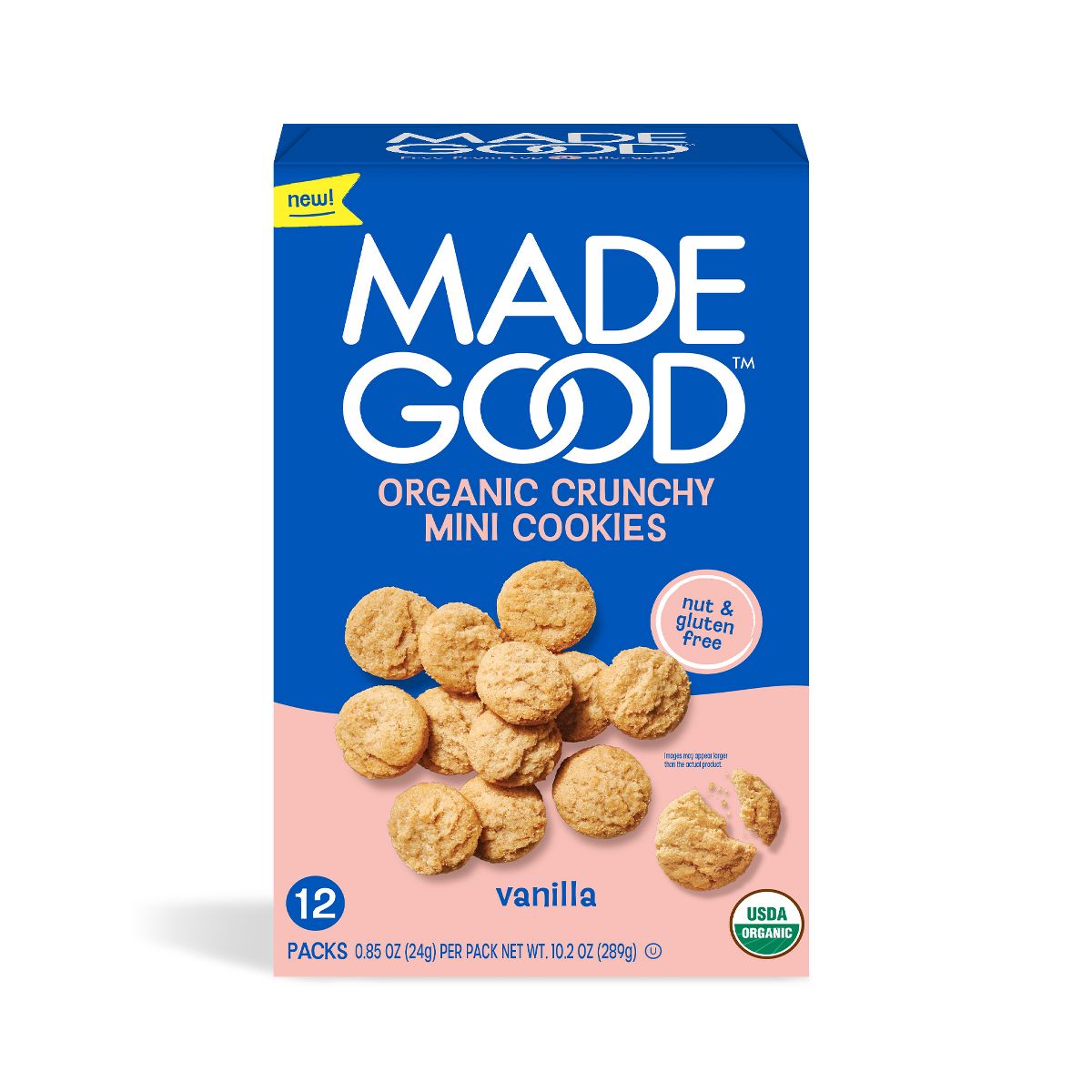 Galletas Mini Crujientes Orgánicas Sin Gluten MadeGood Sabor Vainilla - 10.2 oz / 12 ct