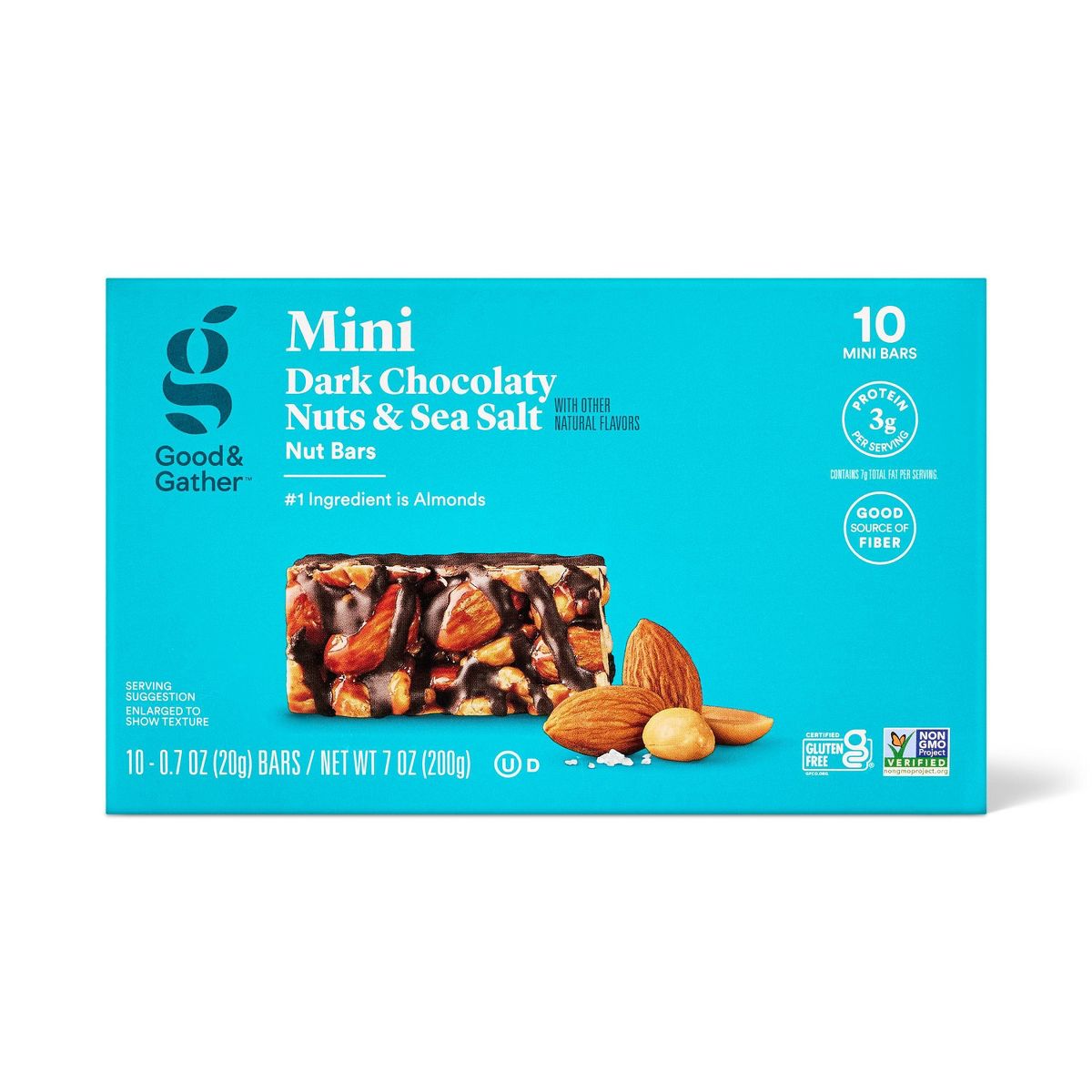 Barras de nueces con chocolate oscuro y sal marina Mini - 7 oz/10 ct - Good & Gather™