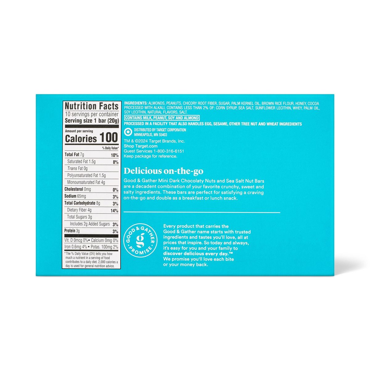 Barras de nueces con chocolate oscuro y sal marina Mini - 7 oz/10 ct - Good & Gather™ - Imagen 3