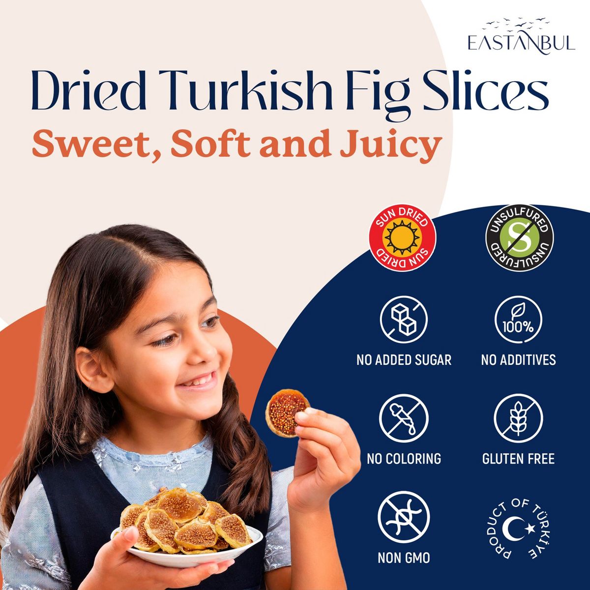 Eastanbul Higos Turcos en Rebanadas Secas, Chips de Fruta Secados al Sol, Higos Turcos Sin Azúcar Añadido, Vegano, Sin Gluten, 14.5 oz - Imagen 3