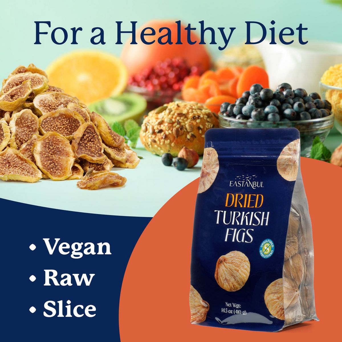 Eastanbul Higos Turcos en Rebanadas Secas, Chips de Fruta Secados al Sol, Higos Turcos Sin Azúcar Añadido, Vegano, Sin Gluten, 14.5 oz - Imagen 5