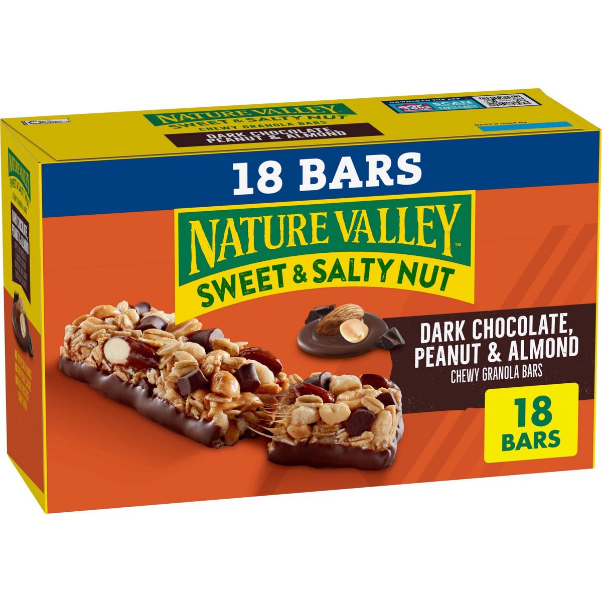Nature Valley Barras de Granola con Chocolate Oscuro, Cacahuate y Almendra - 18ct