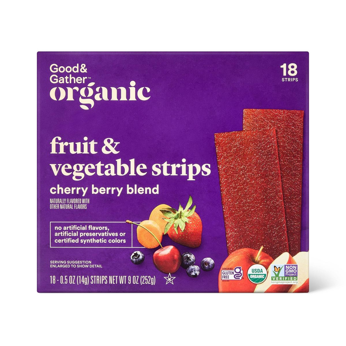 Tiras de Fruta y Vegetales Orgánicas Sabor Cereza y Baya - 9 oz/18 ct - Good & Gather™ - Imagen 2