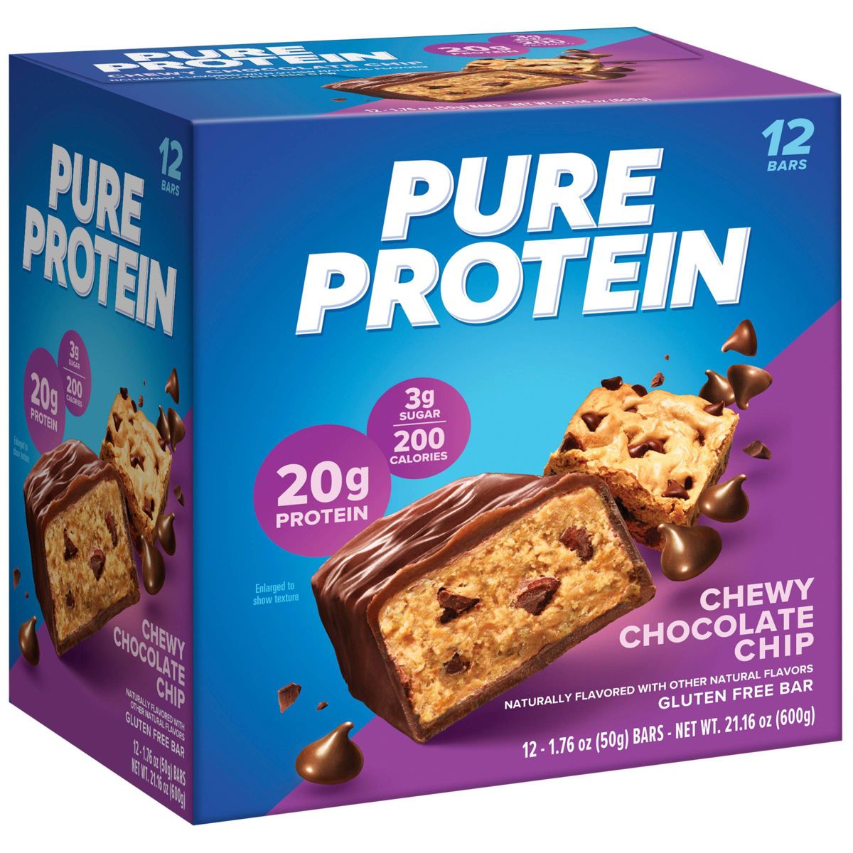 Pure Protein Barritas Masticables con Chispas de Chocolate de Aislado de Proteína de Suero - 20g de Proteína - 21.16 oz/12 ct - Imagen 5