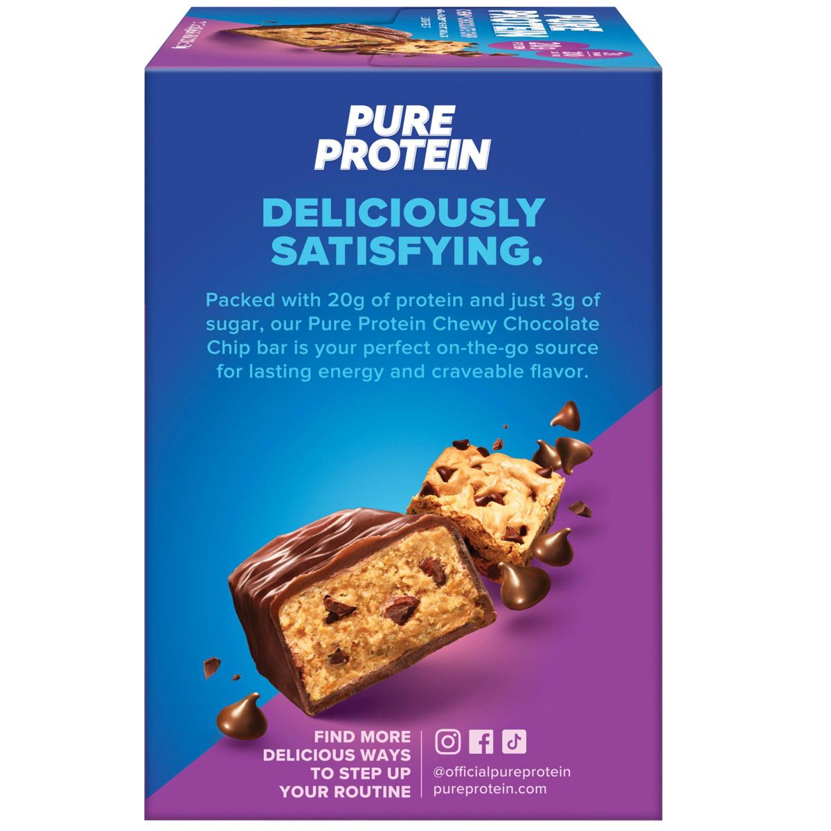 Pure Protein Barritas Masticables con Chispas de Chocolate de Aislado de Proteína de Suero - 20g de Proteína - 21.16 oz/12 ct - Imagen 7