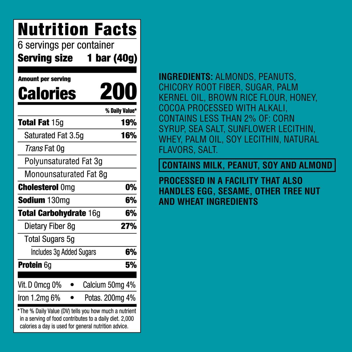Barritas de nueces con chocolate oscuro y sal marina con otros sabores naturales - 6g de proteína - 8.4 oz/6 ct - Good & Gather™ - Imagen 6