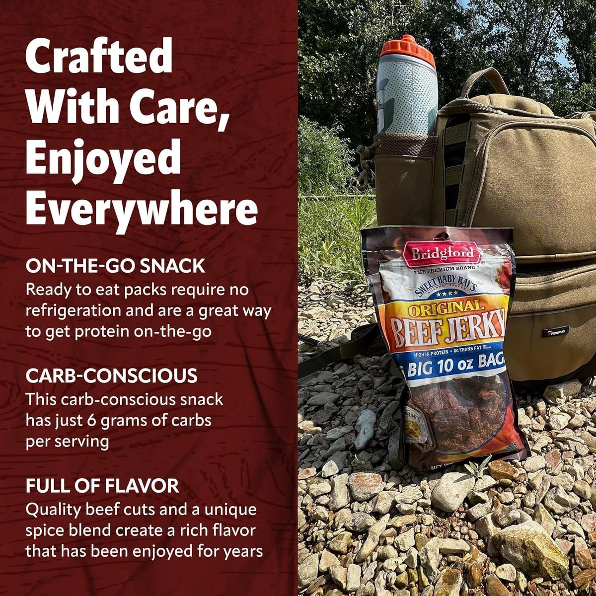 Bridgford Sweet Baby Ray’s Beef Jerky Sabor Teriyaki Dulce 6.2 oz - Carne Seca de Res con Alto Contenido de Proteína, Ideal para Bocadillos sobre la Marcha y Estilos de Vida Ocupados - Imagen 7