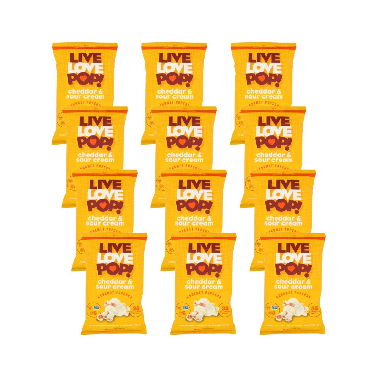 Palomitas Gourmet Live Love Pop Sabor Queso Cheddar y Crema Agria - Caja con 12/4.4 oz