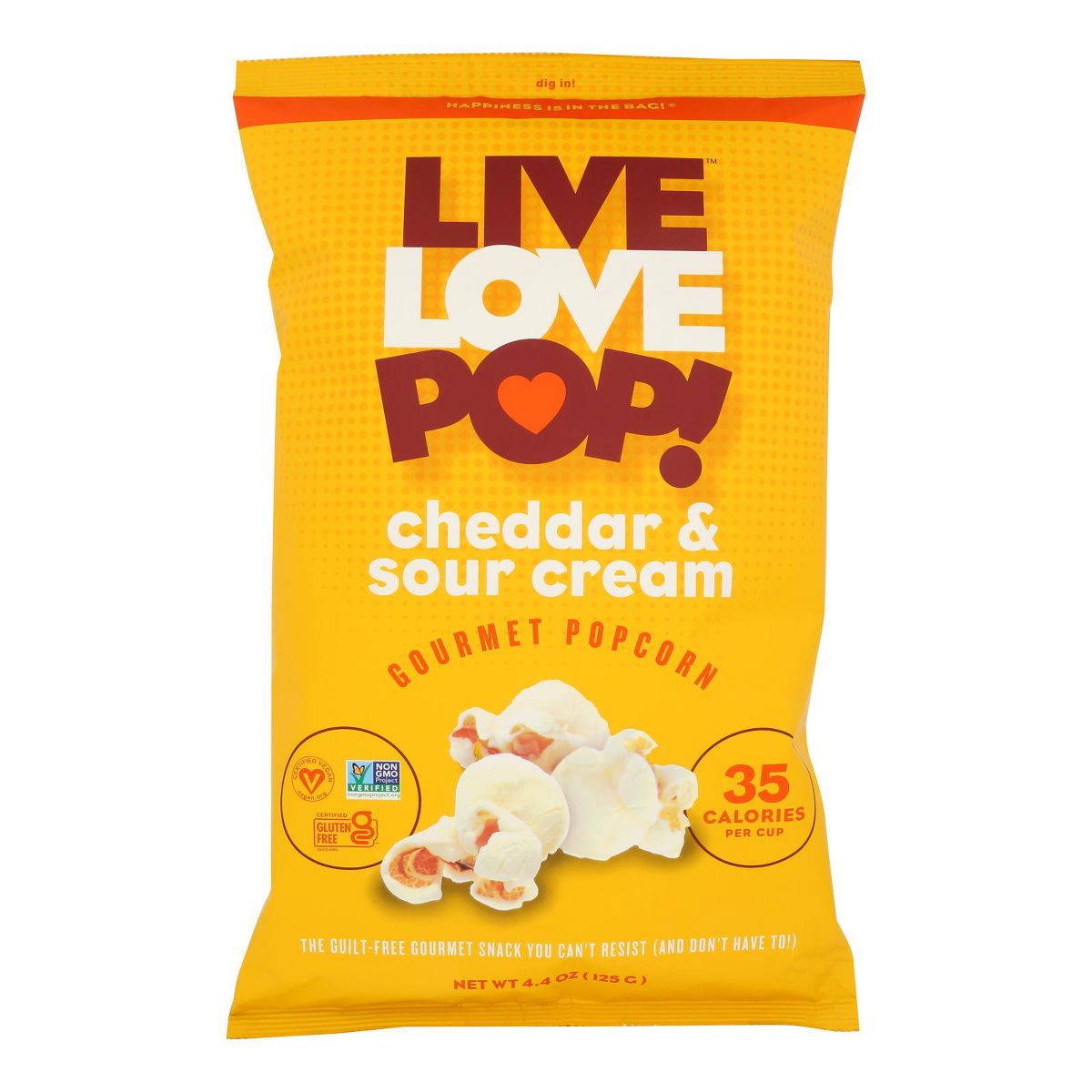 Palomitas Gourmet Live Love Pop Sabor Queso Cheddar y Crema Agria - Caja con 12/4.4 oz - Imagen 3