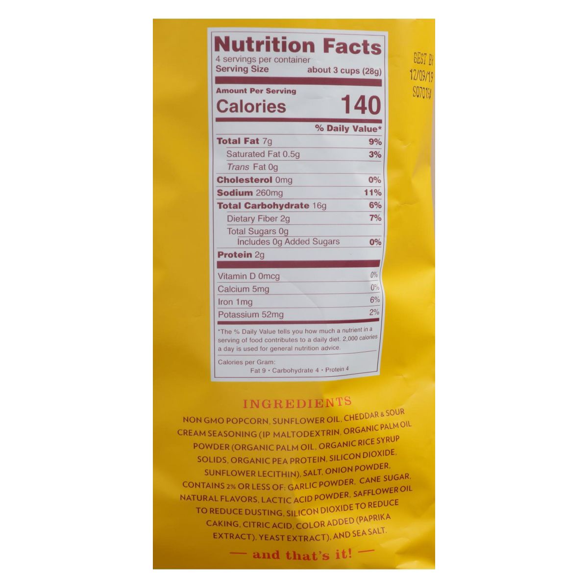 Palomitas Gourmet Live Love Pop Sabor Queso Cheddar y Crema Agria - Caja con 12/4.4 oz - Imagen 8