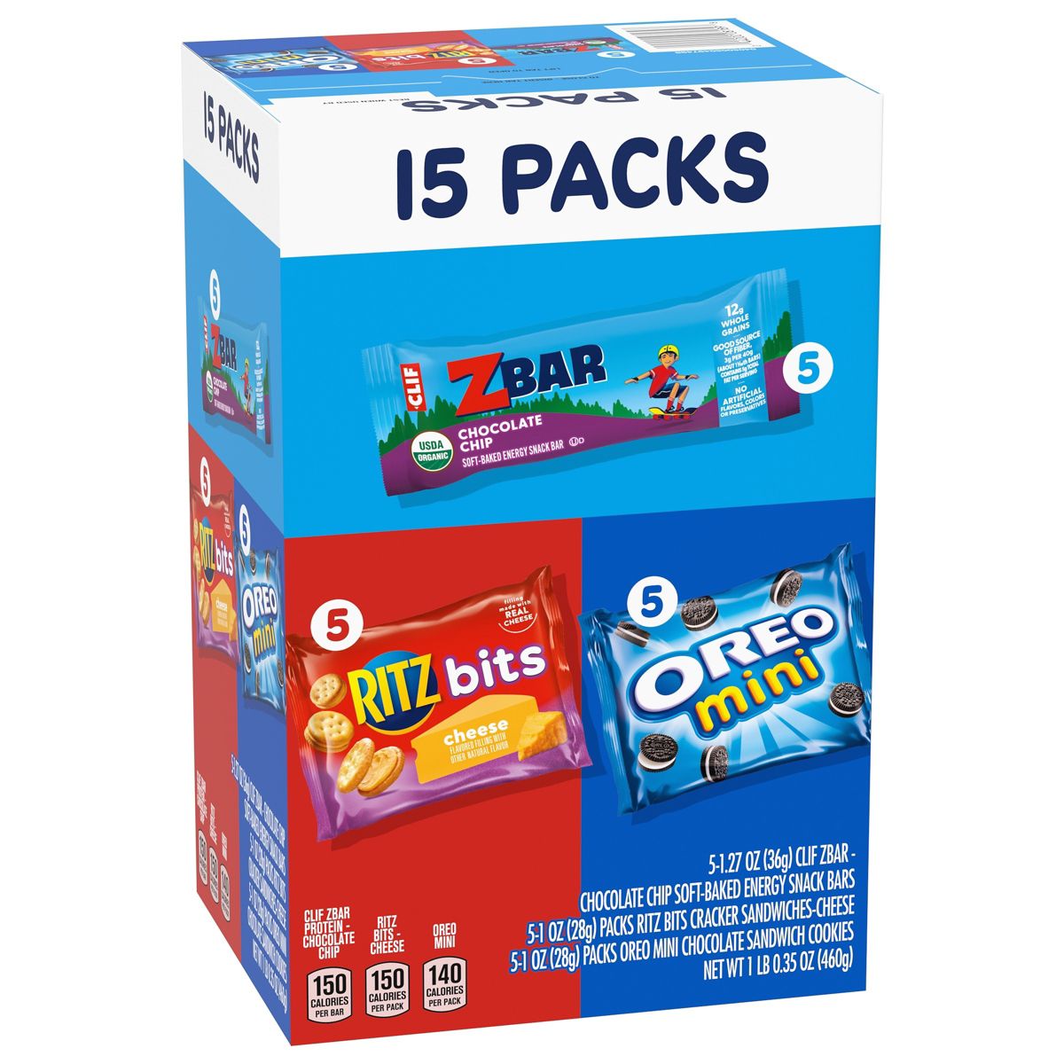 Zbar Barritas de Merienda con Chispas de Chocolate, Galletas RITZ Bits y Galletas Mini OREO, Paquete Variado de Botanas para Llevar - 16.35 oz/15 piezas - Imagen 8