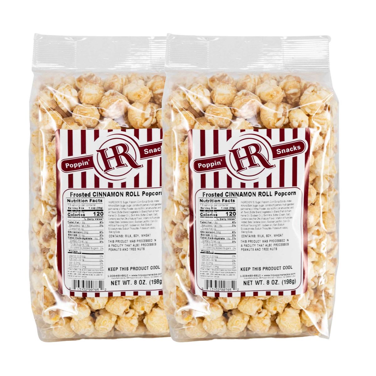 HR Poppin' Snacks 8 oz Palomitas de Caramelo con Canela - Paquete de 2