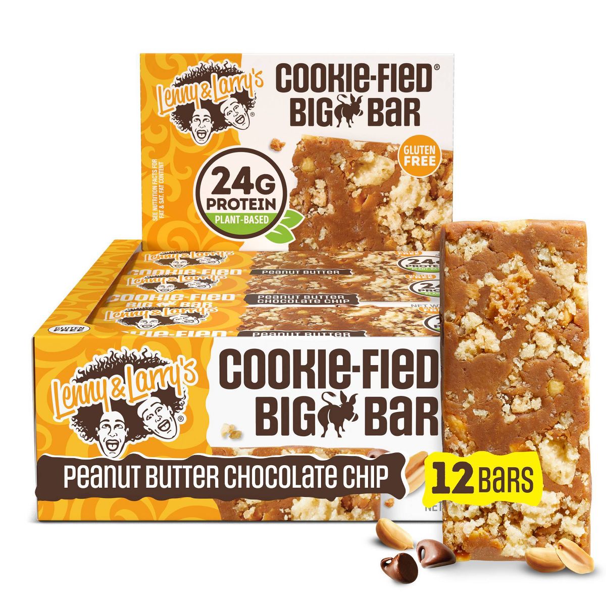 Barra Grande Cookie-Fied de Lenny & Larry - Mantequilla de Cacahuate con Chispas de Chocolate - 12ct