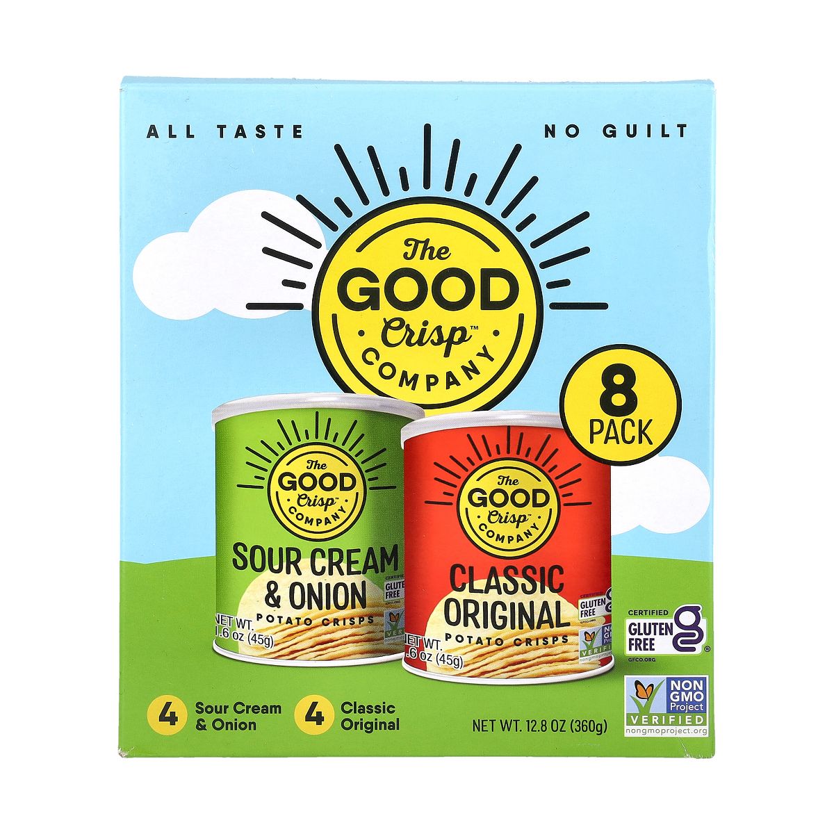 Papas fritas The Good Crisp Company, Paquete surtido (Clásicas originales y Crema agria y cebolla), 8 piezas, 1.6 oz (45 g) cada una - Imagen 5