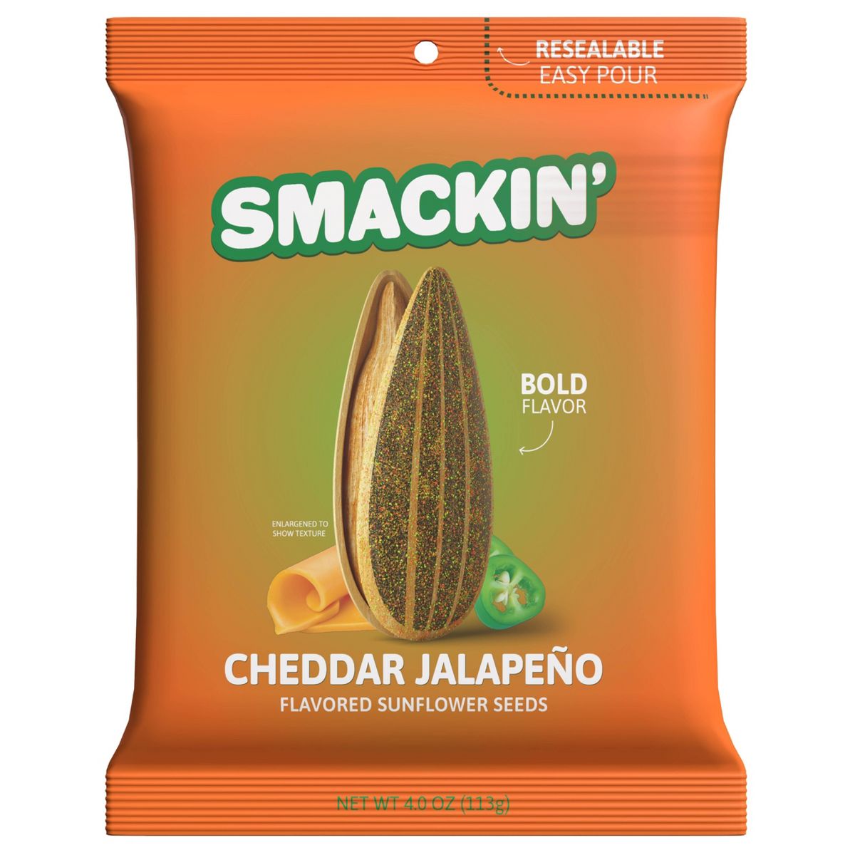 SMACKIN' Semillas de Girasol Sabor Queso Cheddar y Jalapeño - 4 oz