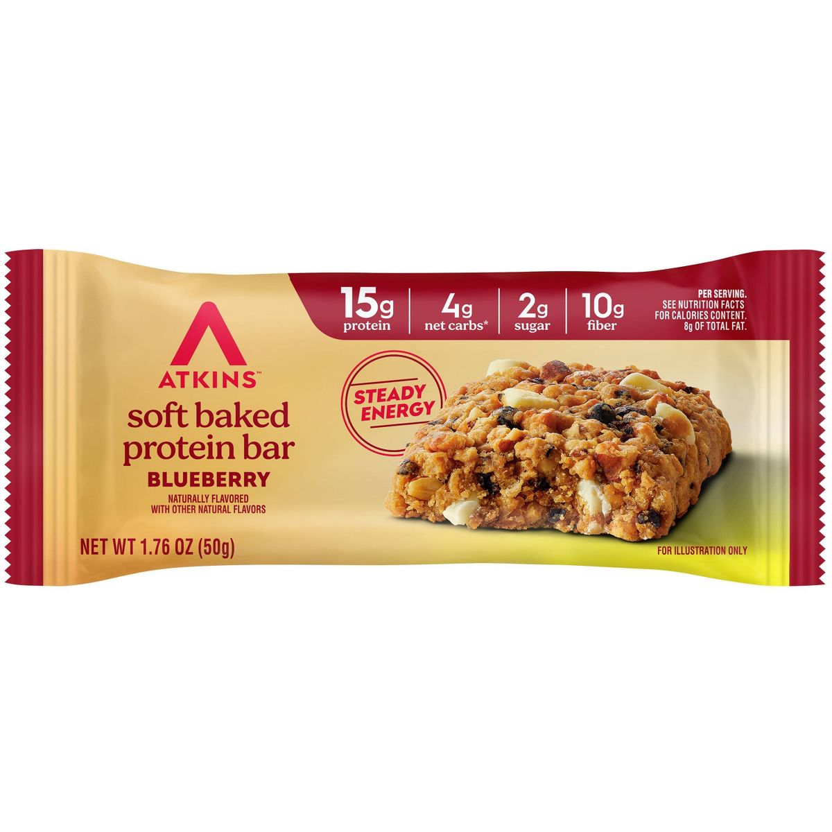 Atkins Barras de Proteína de Soya Horneadas Suaves Sabor Blueberry - 15g de Proteína - 7.05 oz/4 ct - Imagen 3