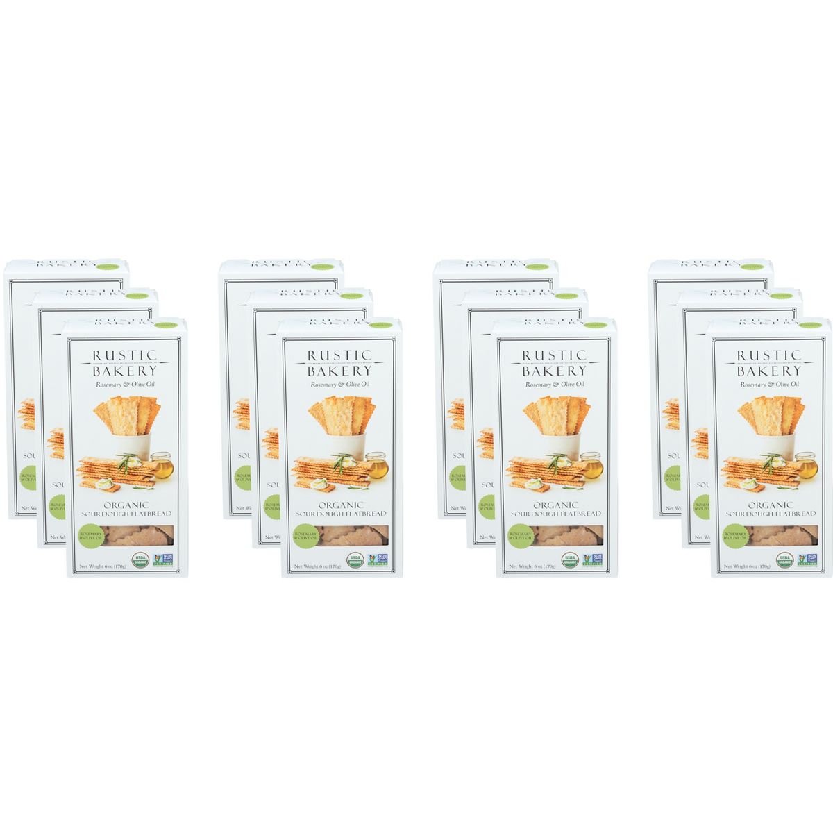 Rustic Bakery Flatbread Aceite de Oliva y Romero - Caja de 12 - 6 oz - Imagen 2