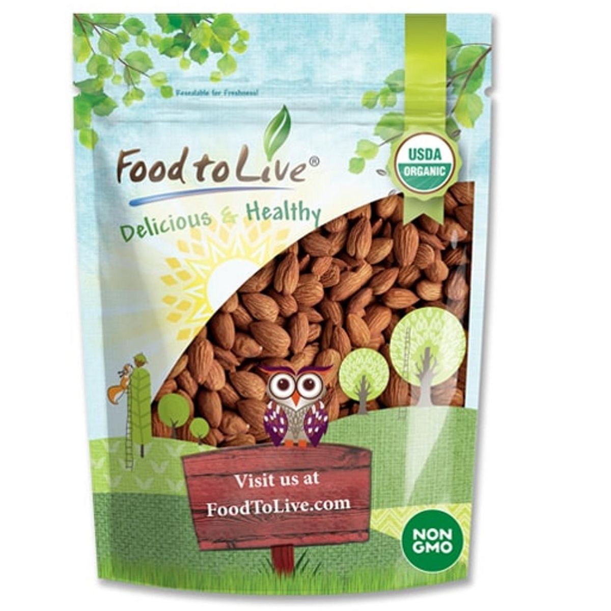 Almendras California Orgánicas Tostadas en Seco con Sal del Himalaya - Sin OGM, Tostadas al Horno, Ligeramente Saladas, Sin Aceite Agregado, Veganas, Kosher, a Granel - Imagen 3