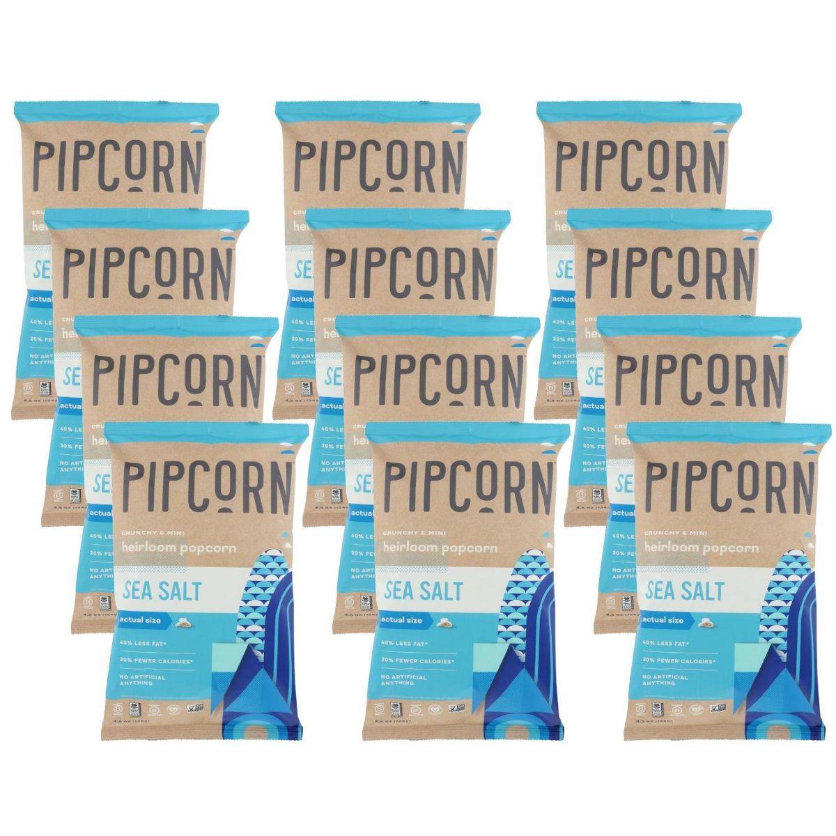 Pipcorn Palomitas Minis Sabor Sal de Mar - Caja con 12/4 oz