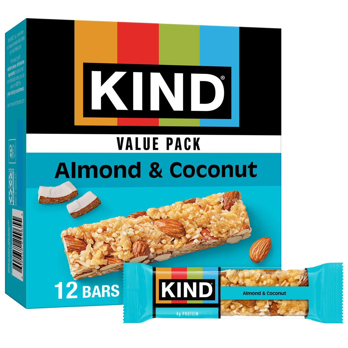 Barras KIND Almendra y Coco Snacks Sin Gluten - 16.8 oz/12 ct