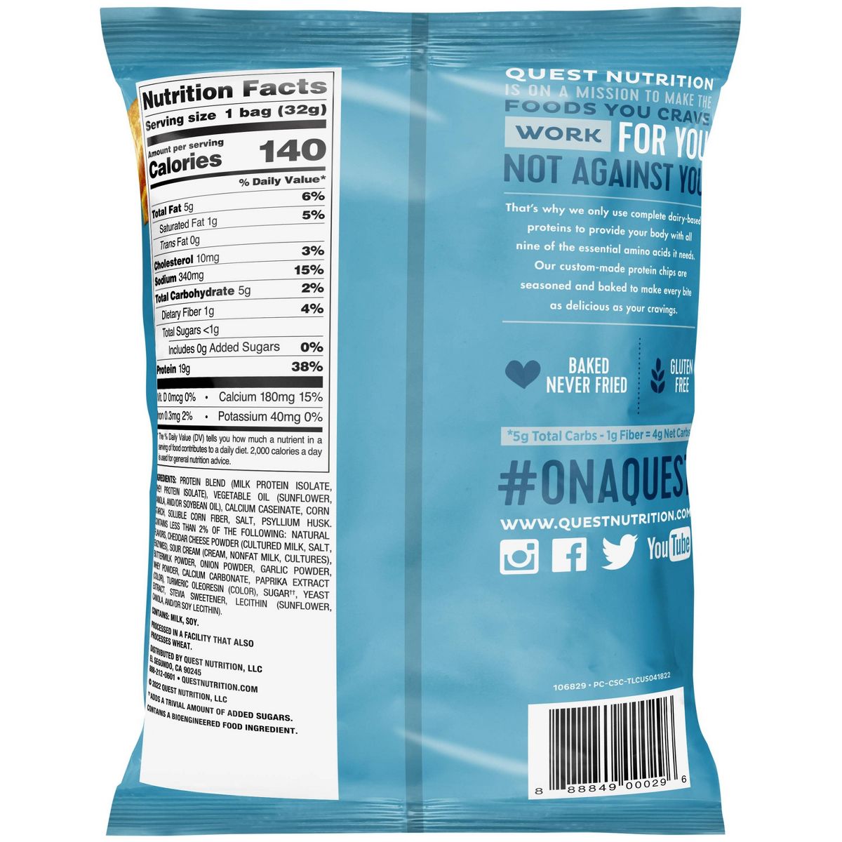 Quest Nutrition Protein Chips - Cheddar y Crema Agria - Imagen 3