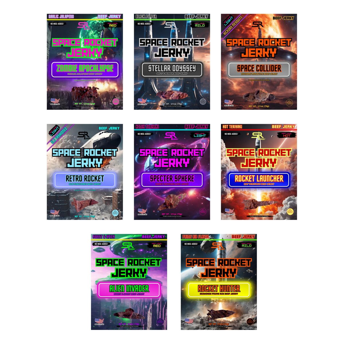 Space Rocket Carne de Res Seca con Alta Proteína, Variedad 2.5 oz/8 Paquetes - Imagen 4