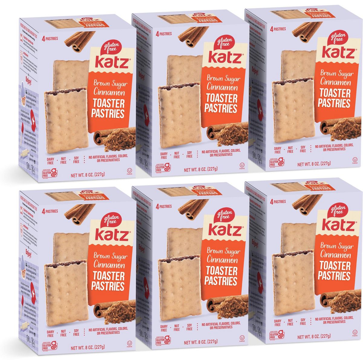 Katz Pastelillos para Tostador Sin Gluten - Canela - Paquete de 6