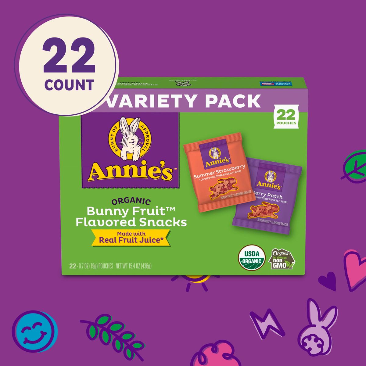 Annie's Organic Bunny Fruit Flavored Snacks - 15.4 oz / 22 ct - Imagen 7