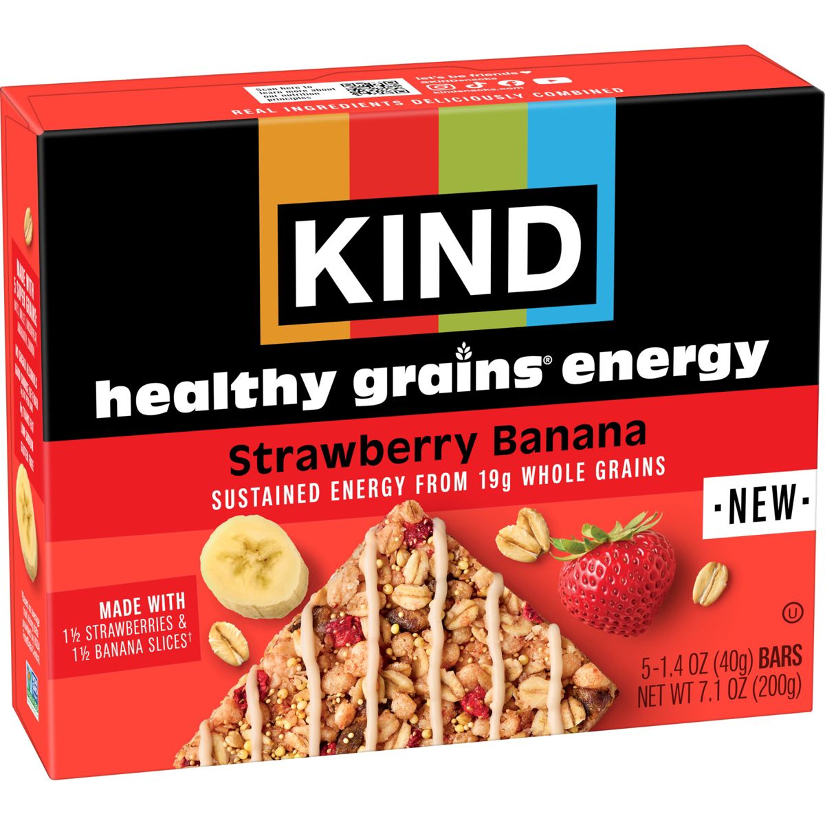 Barras de Proteína KIND Health Grains Energy Sabor Fresa y Plátano - Paquete de 5 - Imagen 4