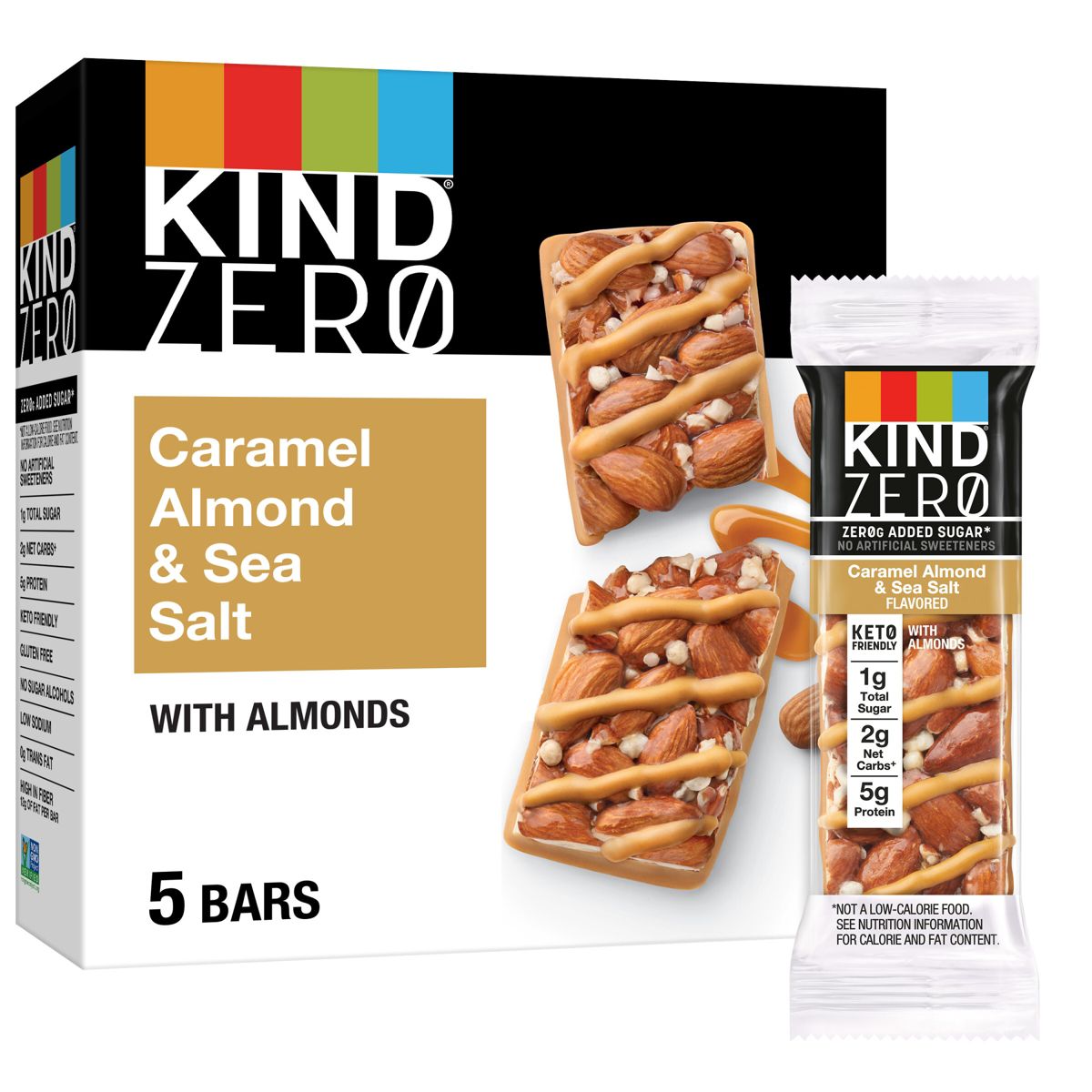 Barras KIND Zero Caramel Almendra y Sal Marina - 6.2 oz/5 ct