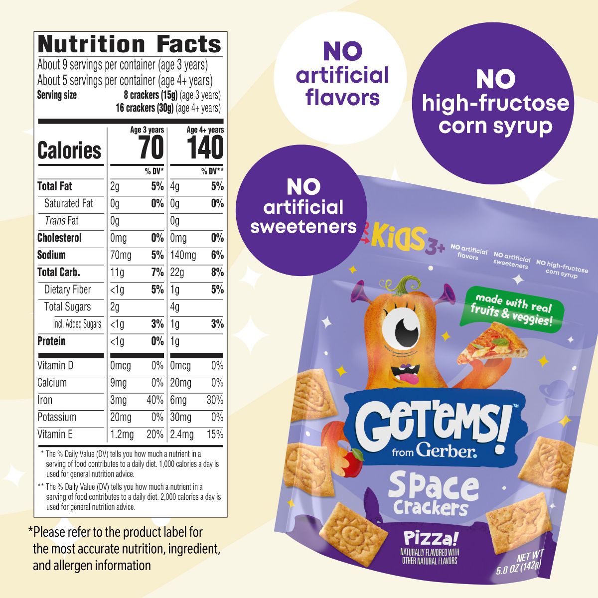 Galletas Espaciales de Pizza Gerber Get'ems! para Niños - 5 oz - Imagen 9