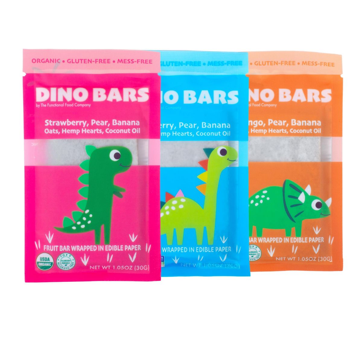 Dino Bars | Paquete Variedad de Frutas Original | Los 3 Sabores de Fruta | Barras de Fruta Orgánicas para Niños, Sin Desorden - Imagen 2