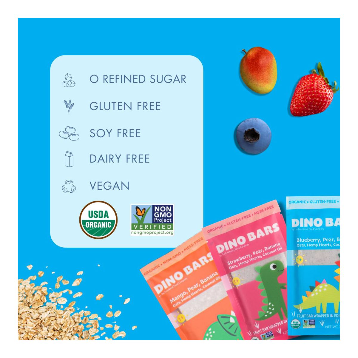 Dino Bars | Paquete Variedad de Frutas Original | Los 3 Sabores de Fruta | Barras de Fruta Orgánicas para Niños, Sin Desorden - Imagen 10