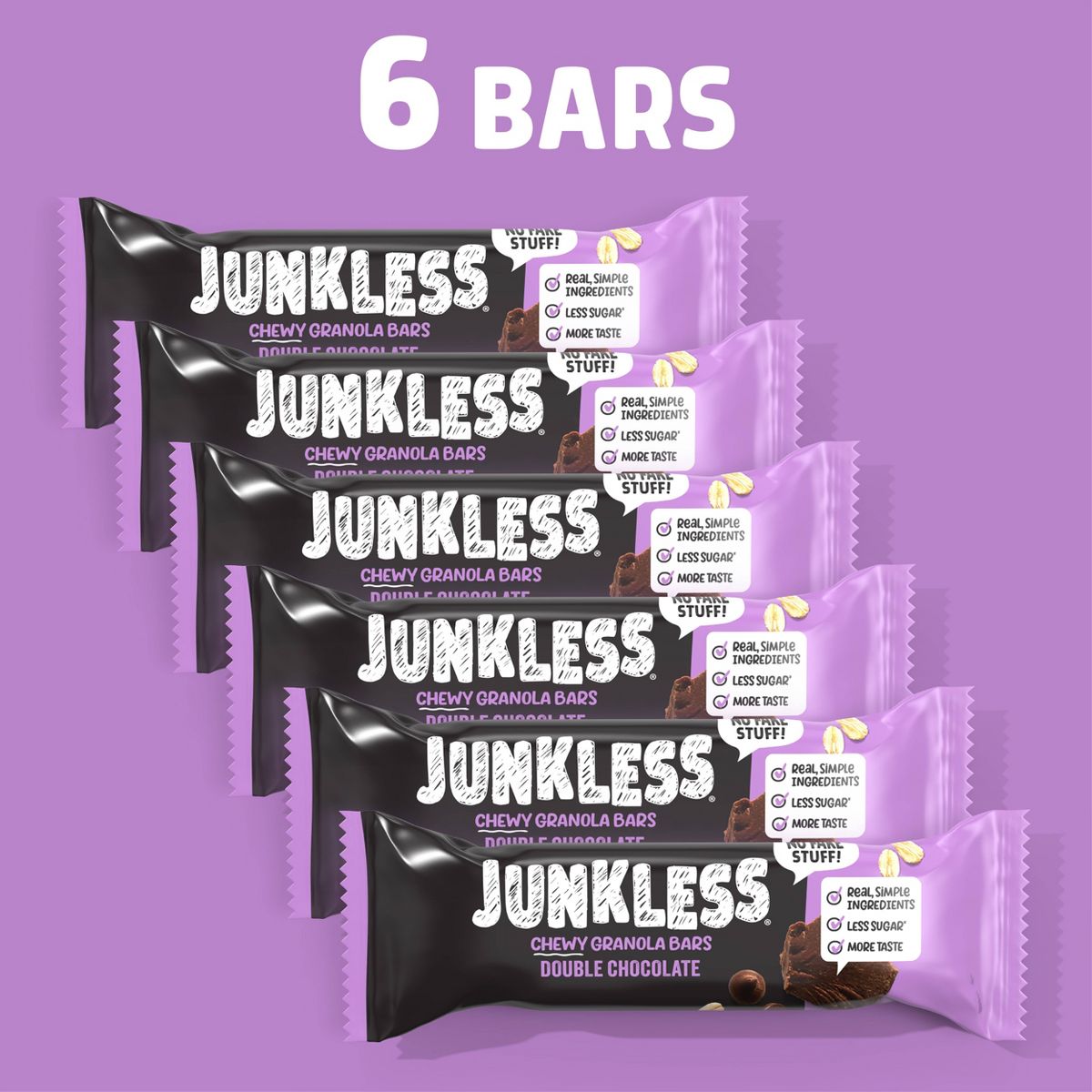 JUNKLESS Barras de Granola Masticables Doble Chocolate - 6.6 oz/6 ct - Imagen 6