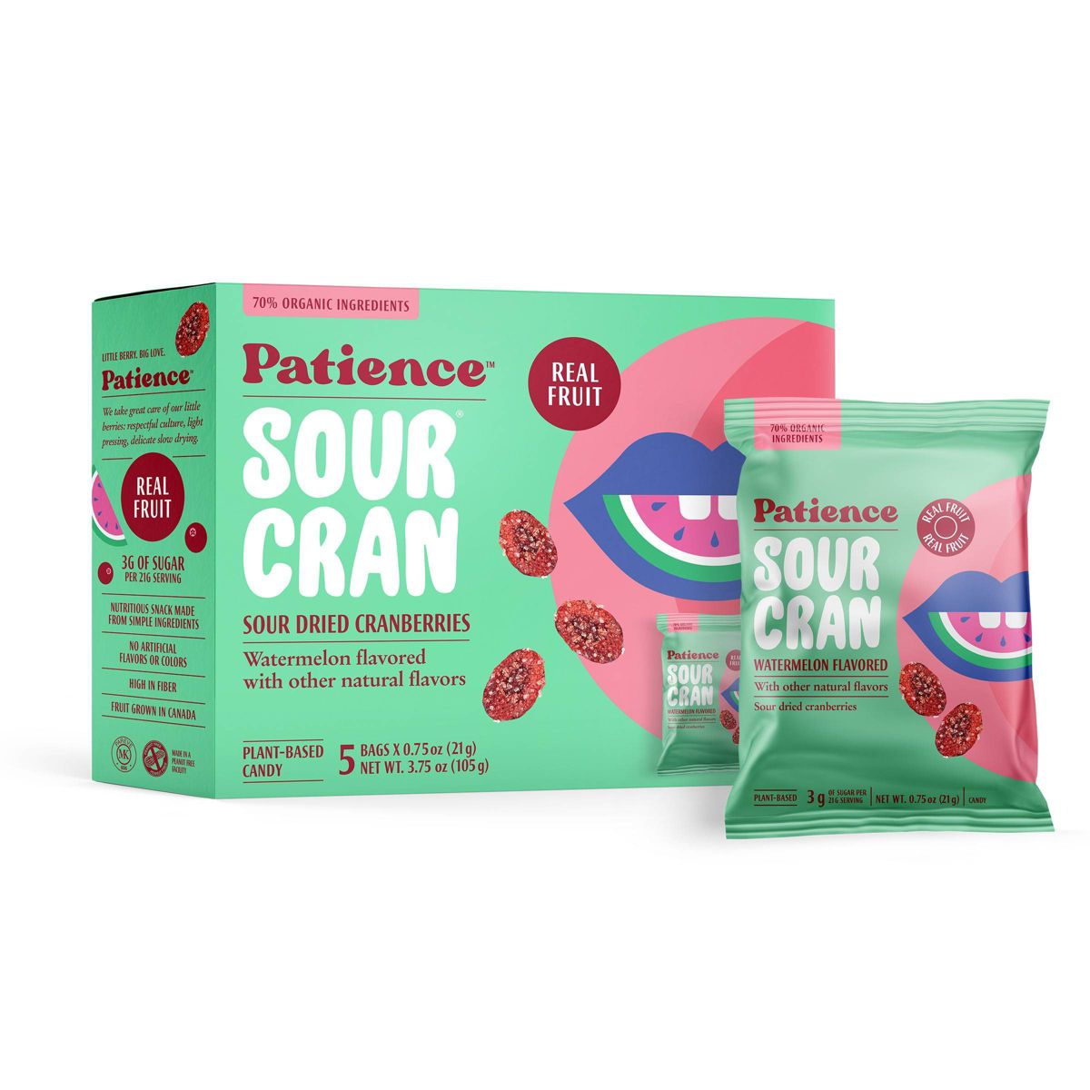 Patience Fruit & Co Arándanos Secos Agridulces Sabor Sandía - 3.75 oz/5 ct