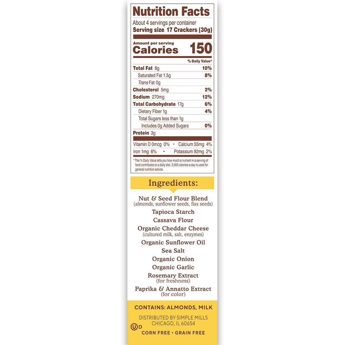 Simple Mills Cheddar - 4.25 oz - Imagen 3