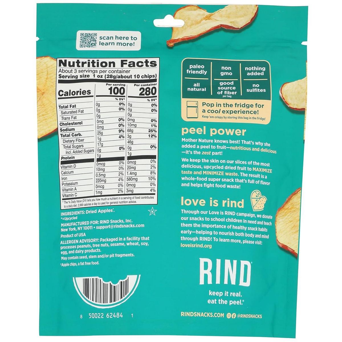 Rind Snacks Chips de Manzana - Caja con 6/2.7 oz - Imagen 4